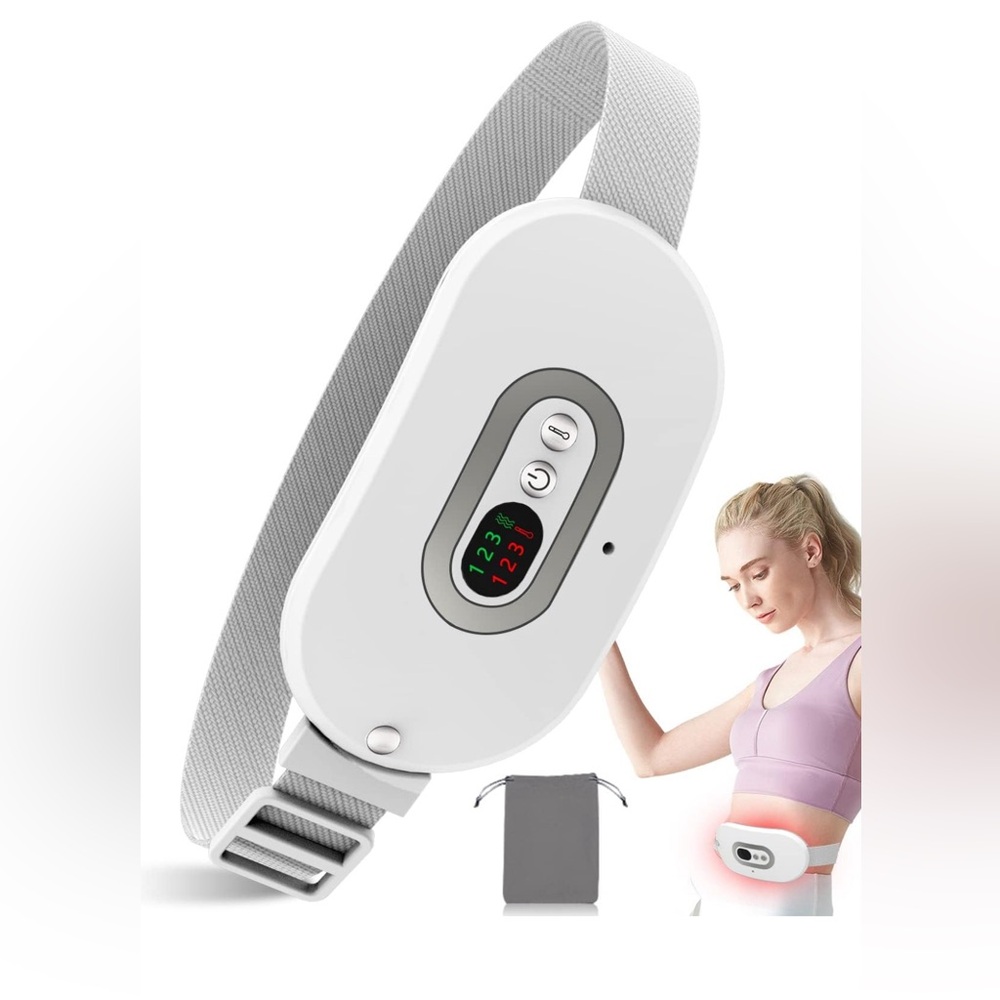 Portable USB Cordless Heating Pads w Massager for Back Pain Relief & Cramps